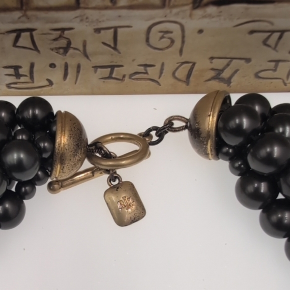 Stunning LRL Black, Gunmetal & Gold Bead Layered Statement Necklace - Picture 4 of 7